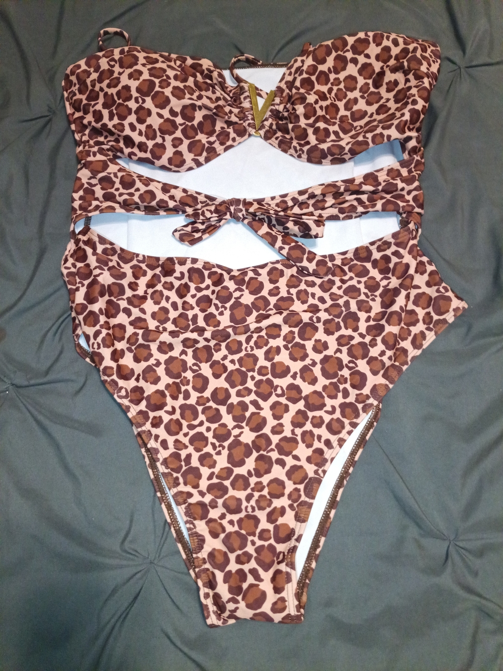 Source Unknown Brown Leopard Print One-Piece Swimsuit